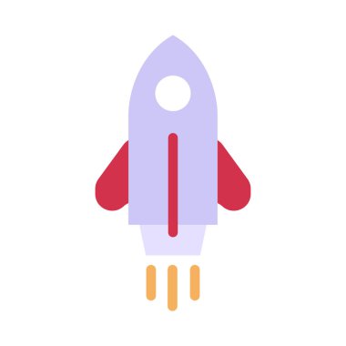 Beyaz arkaplanda izole edilmiş roket simgesi vektörü, uzay gemisi logosu kavramı