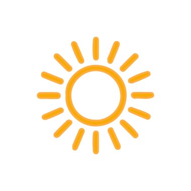 Güneş düz simge vektör çizim 