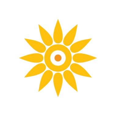 Beyaz arkaplanda izole edilmiş güneş simgesi