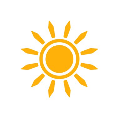 Beyaz arkaplanda izole edilmiş güneş simgesi