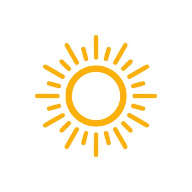 Beyaz arkaplanda izole edilmiş güneş simgesi