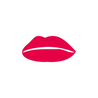 red lips simple icon, vector illustration
