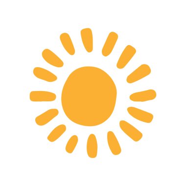 Beyaz arkaplanda izole edilmiş güneş simgesi