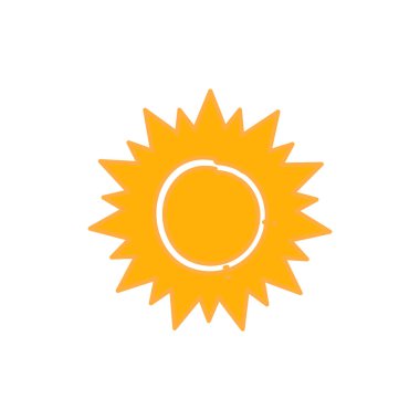 Beyaz arkaplanda izole edilmiş güneş simgesi