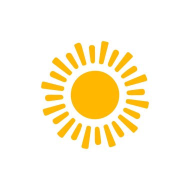 Beyaz arkaplanda izole edilmiş güneş simgesi