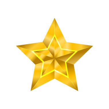 Beyaz üzerine izole edilmiş altın yıldız simgesi