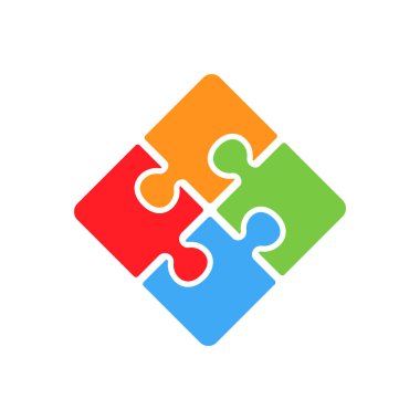 Yapboz simgesi, yapboz vektör çizimi ve alan arkaplanını kopyala