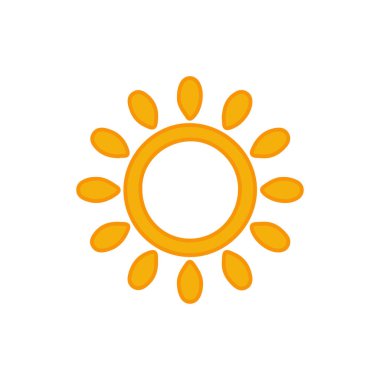 Beyaz arkaplanda izole edilmiş güneş simgesi