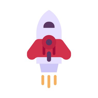 Beyaz arkaplanda izole edilmiş roket simgesi vektörü, uzay gemisi logosu kavramı