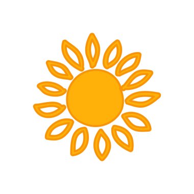 Beyaz arkaplanda izole edilmiş güneş simgesi