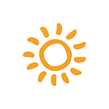 Beyaz arkaplanda izole edilmiş güneş simgesi