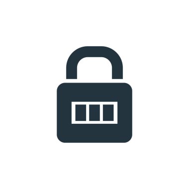 Web ve mobil uygulama tasarımınız için beyaz arkaplanda izole edilmiş kilit simgesi vektörü, kilitli logo konsepti