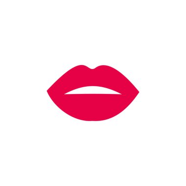 red lips simple icon, vector illustration