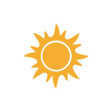 Beyaz arkaplanda izole edilmiş güneş simgesi