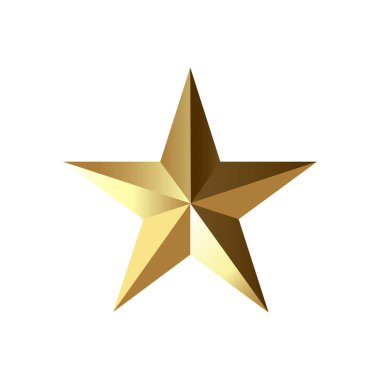 Beyaz üzerine izole edilmiş altın yıldız simgesi
