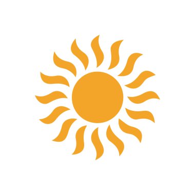 Beyaz arkaplanda izole edilmiş güneş simgesi