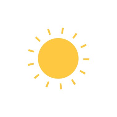 Beyaz arkaplanda izole edilmiş güneş simgesi