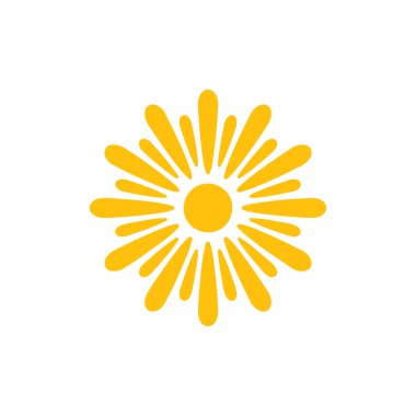 Beyaz arkaplanda izole edilmiş güneş simgesi