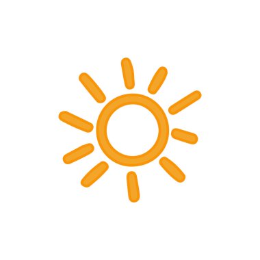 Beyaz arkaplanda izole edilmiş güneş simgesi