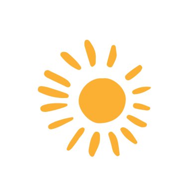 Beyaz arkaplanda izole edilmiş güneş simgesi