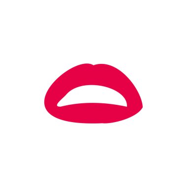 red lips simple icon, vector illustration