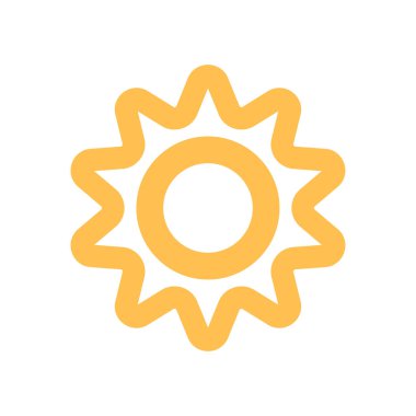 Beyaz arkaplanda izole edilmiş güneş simgesi