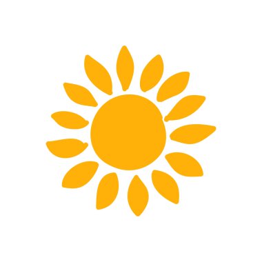 Beyaz arkaplanda izole edilmiş güneş simgesi