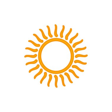 Beyaz arkaplanda izole edilmiş güneş simgesi