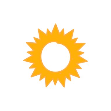 Beyaz arkaplanda izole edilmiş güneş simgesi