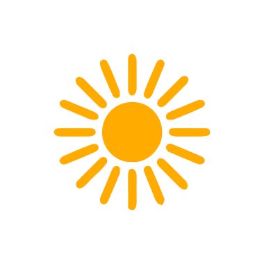 Beyaz arkaplanda izole edilmiş güneş simgesi