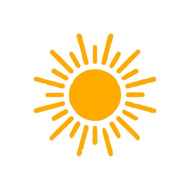 Beyaz arkaplanda izole edilmiş güneş simgesi