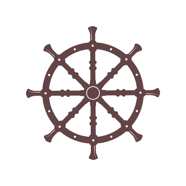 Rudder Ship Steering Wheel Simple Icon Vector Illustration — Stok Vektör