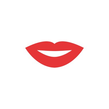 red lips simple icon, vector illustration