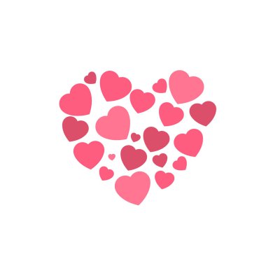 romantik kalp şekli simgesi, vektör illüstrasyonu