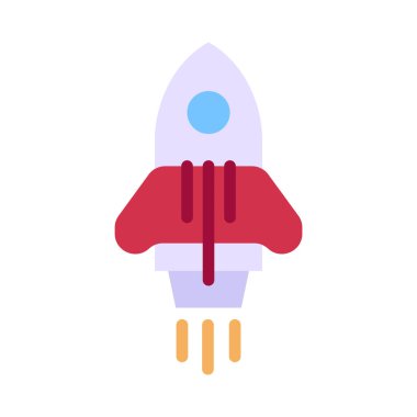 Beyaz arkaplanda izole edilmiş roket simgesi vektörü, uzay gemisi logosu kavramı