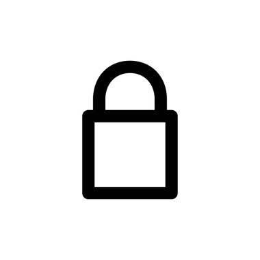 Web ve mobil uygulama tasarımınız için beyaz arkaplanda izole edilmiş kilit simgesi vektörü, asma kilit logosu konsepti