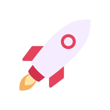 Beyaz arkaplanda izole edilmiş roket simgesi vektörü, uzay gemisi logosu kavramı