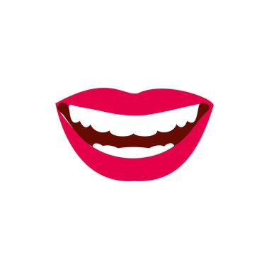 red lips simple icon, vector illustration