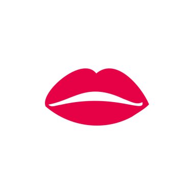 red lips simple icon, vector illustration