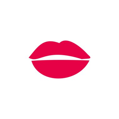 red lips simple icon, vector illustration