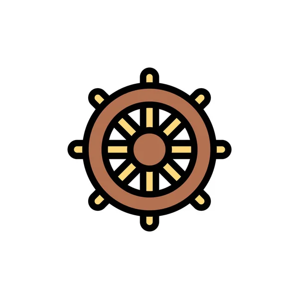 Rudder Ship Steering Wheel Simple Icon Vector Illustration —  Vetores de Stock