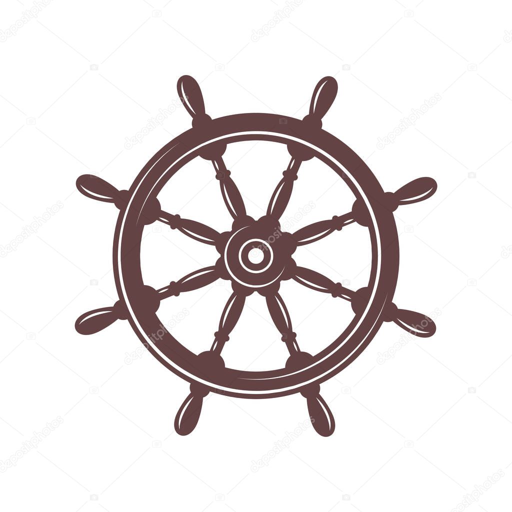 rudder of ship steering wheel simple icon, vector illustration