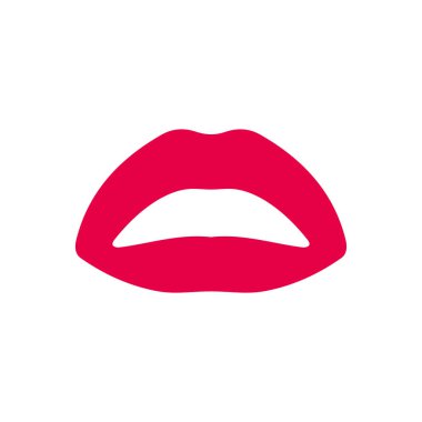 red lips simple icon, vector illustration