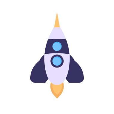 Beyaz arkaplanda izole edilmiş roket simgesi vektörü, uzay gemisi logosu kavramı