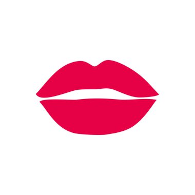 red lips simple icon, vector illustration