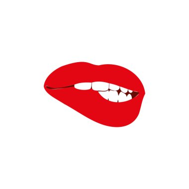red lips simple icon, vector illustration
