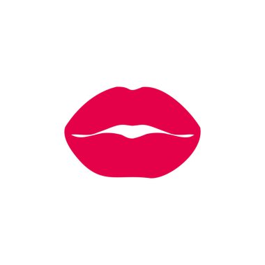 red lips simple icon, vector illustration