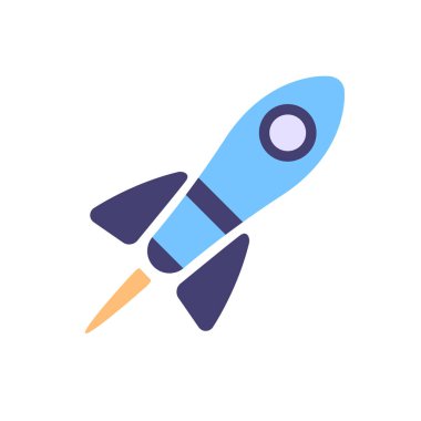 Beyaz arkaplanda izole edilmiş roket simgesi vektörü, uzay gemisi logosu kavramı