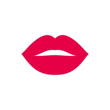 red lips simple icon, vector illustration