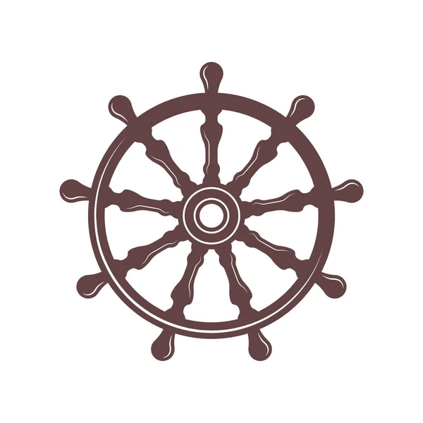 Rudder Ship Steering Wheel Simple Icon Vector Illustration — Stock Vector